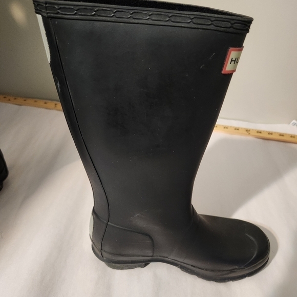 Hunter Original Tall Rain Boots/Wellies Youth Black Matte Unisex 3/B 4/G - Picture 7 of 11